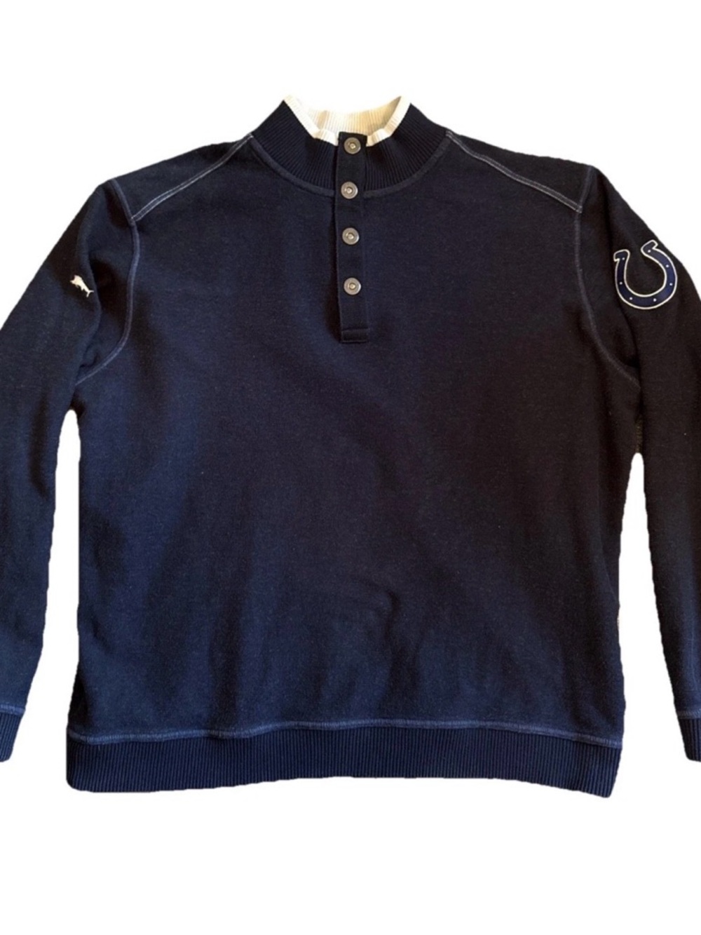 Tommy Bahama NFL Indianapolis Colts Blue Quarter Button Sweater Cotton Size XL